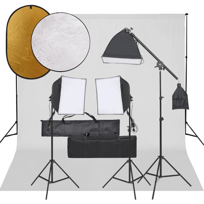 vidaXL Fotostudio-Set mit Beleuchtung, Hintergrund und Reflektor vidaXL Fotostudio-Set mit Beleuchtung, Hintergrund und Reflektor