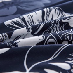 vidaXL Bettwäsche-Set Blumenmuster Marineblau 140x220/60x70 cm