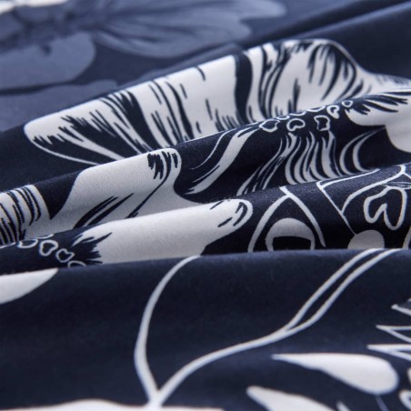 vidaXL Bettwäsche-Set Blumenmuster Marineblau 140x220/60x70 cm