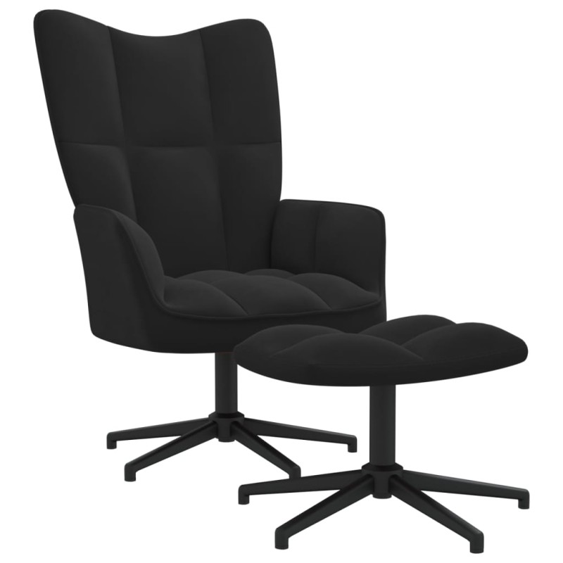 vidaXL Relaxsessel mit Hocker Schwarz Samt vidaXL Relaxsessel mit Hocker Schwarz Samt