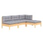vidaXL 4-tlg. Garten-Lounge-Set mit Grauen Kissen Kiefernholz vidaXL 4-tlg. Garten-Lounge-Set mit Grauen Kissen Kiefernholz