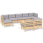 vidaXL 10-tlg. Garten-Lounge-Set mit Grauen Kissen Kiefernholz vidaXL 10-tlg. Garten-Lounge-Set mit Grauen Kissen Kiefernholz