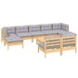 vidaXL 10-tlg. Garten-Lounge-Set mit Grauen Kissen Kiefernholz vidaXL 10-tlg. Garten-Lounge-Set mit Grauen Kissen Kiefernholz