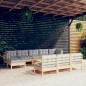 vidaXL 11-tlg. Garten-Lounge-Set mit Grauen Kissen Kiefernholz vidaXL 11-tlg. Garten-Lounge-Set mit Grauen Kissen Kiefernholz