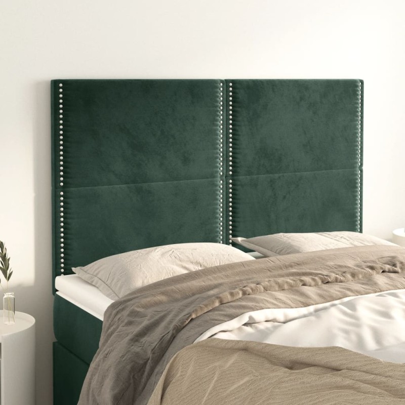 vidaXL Kopfteile 4 Stk. Dunkelgrün 72x5x78/88 cm Samt