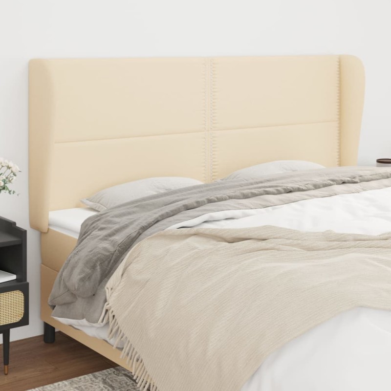 vidaXL Kopfteil mit Ohren Creme 163x23x118/128 cm Stoff vidaXL Kopfteil mit Ohren Creme 163x23x118/128 cm Stoff
