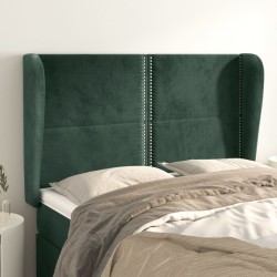 vidaXL Kopfteil mit Ohren Dunkelgrün 147x23x118/128 cm Samt