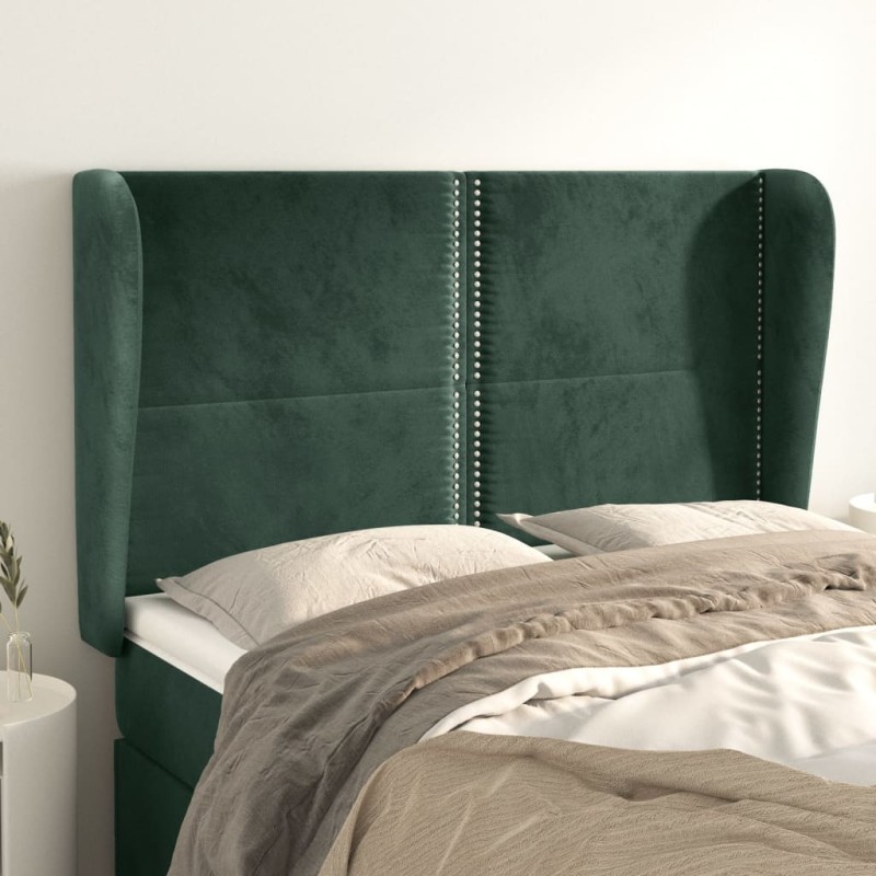 vidaXL Kopfteil mit Ohren Dunkelgrün 147x23x118/128 cm Samt vidaXL Kopfteil mit Ohren Dunkelgrün 147x23x118/128 cm Samt