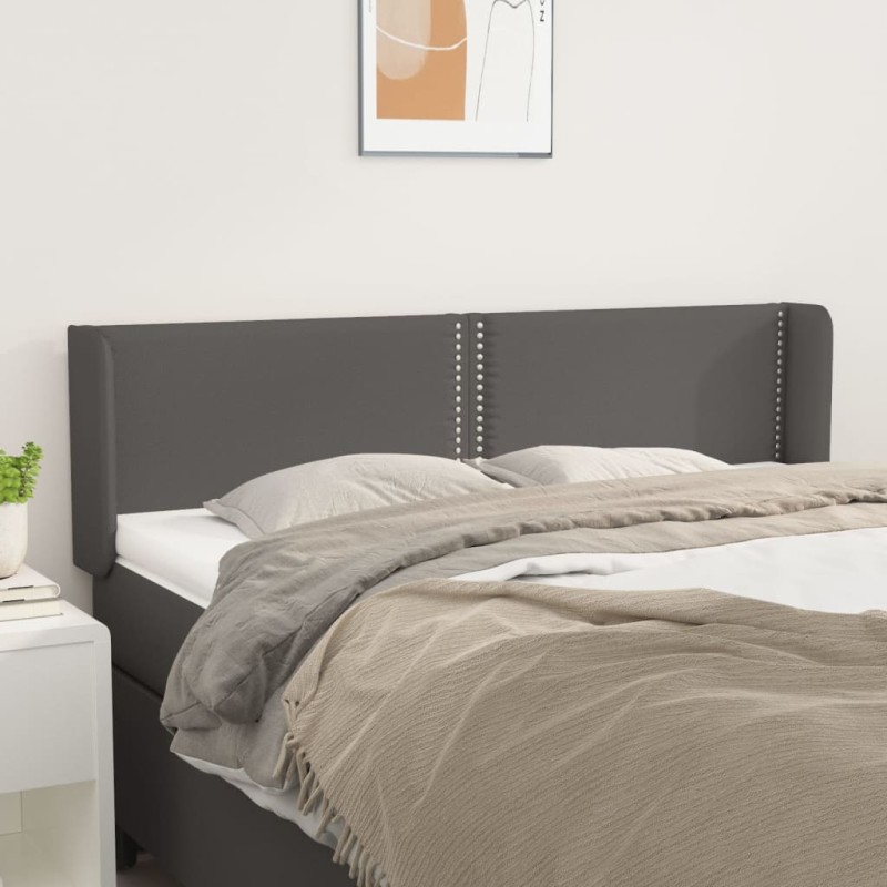 vidaXL Kopfteil mit Ohren Grau 147x16x78/88 cm Kunstleder