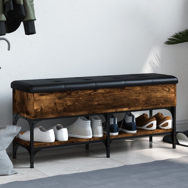 vidaXL Schuhbank Räuchereiche 102x32x45 cm Holzwerkstoff vidaXL Schuhbank Räuchereiche 102x32x45 cm Holzwerkstoff