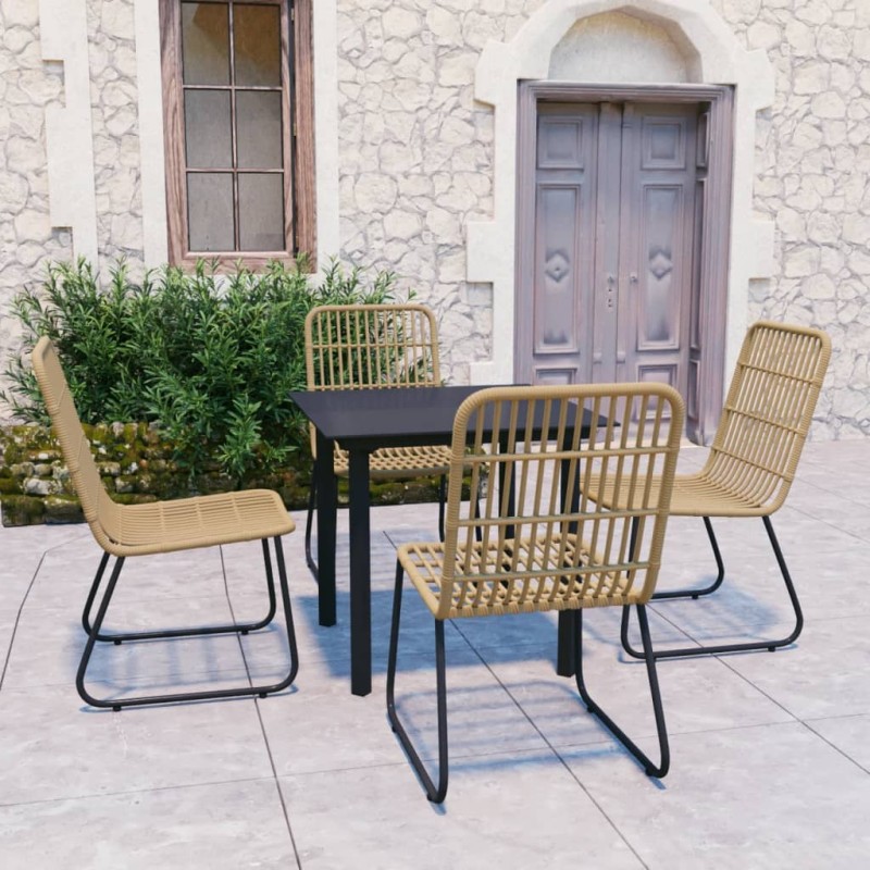 5-tlg. Garten-Essgruppe Poly Rattan und Glas 5-tlg. Garten-Essgruppe Poly Rattan und Glas