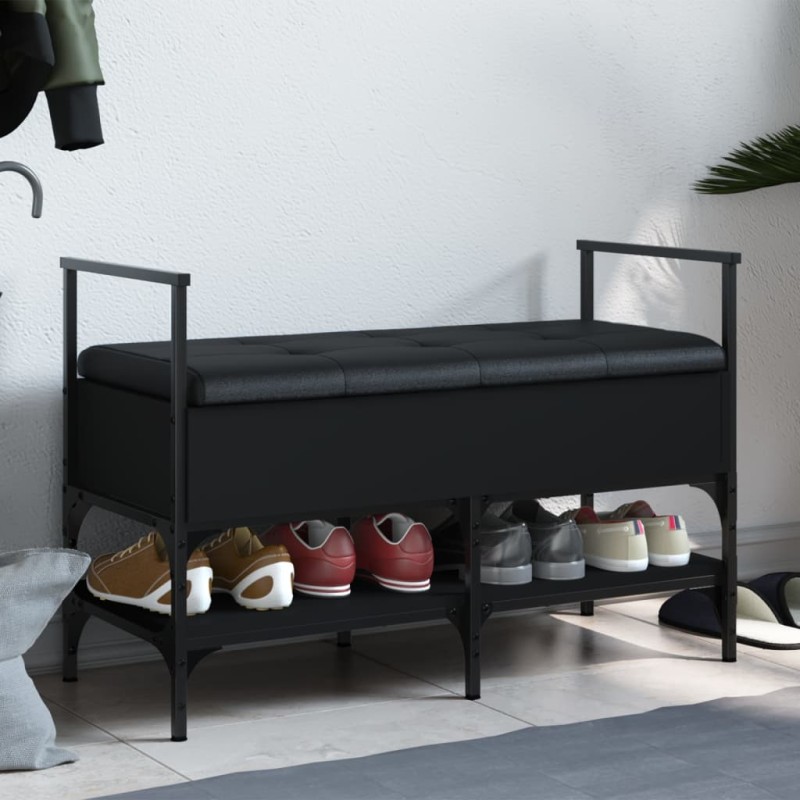 vidaXL Schuhbank Schwarz 85,5x42x57,5 cm Holzwerkstoff vidaXL Schuhbank Schwarz 85,5x42x57,5 cm Holzwerkstoff