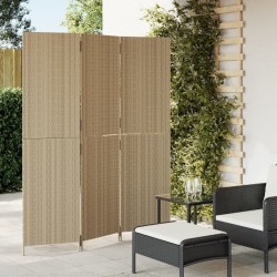 vidaXL Paravent 3-tlg. Beige Poly Rattan