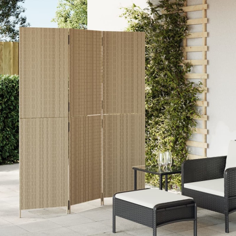 vidaXL Paravent 3-tlg. Beige Poly Rattan vidaXL Paravent 3-tlg. Beige Poly Rattan