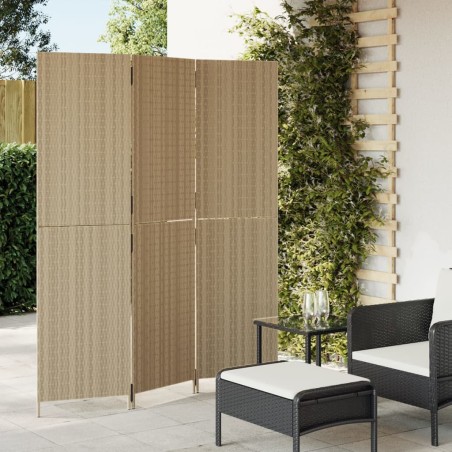 vidaXL Paravent 3-tlg. Beige Poly Rattan