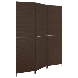 vidaXL Paravent 3-tlg. Braun Poly Rattan