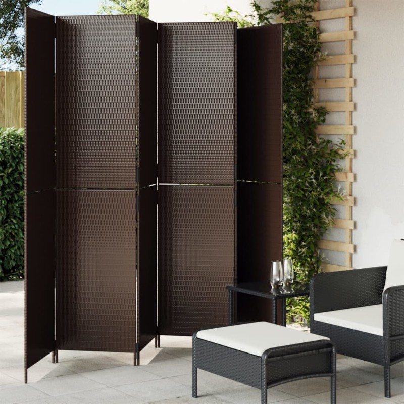 vidaXL Paravent 6-tlg. Braun Poly Rattan vidaXL Paravent 6-tlg. Braun Poly Rattan