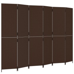 vidaXL Paravent 6-tlg. Braun Poly Rattan