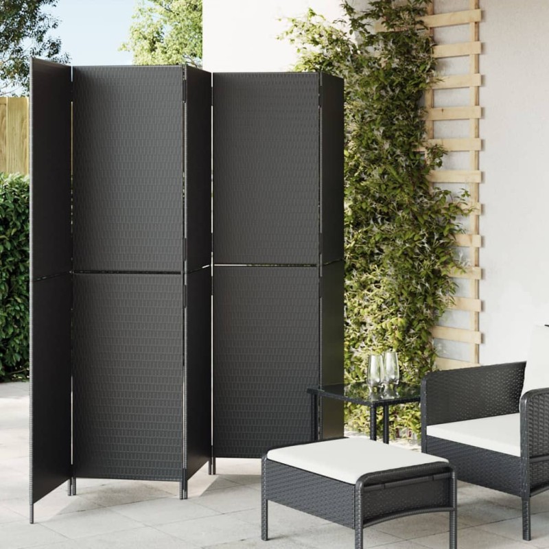 vidaXL Paravent 5-tlg. Schwarz Poly Rattan vidaXL Paravent 5-tlg. Schwarz Poly Rattan