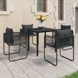 5-tlg. Garten-Essgruppe PVC Rattan Schwarz