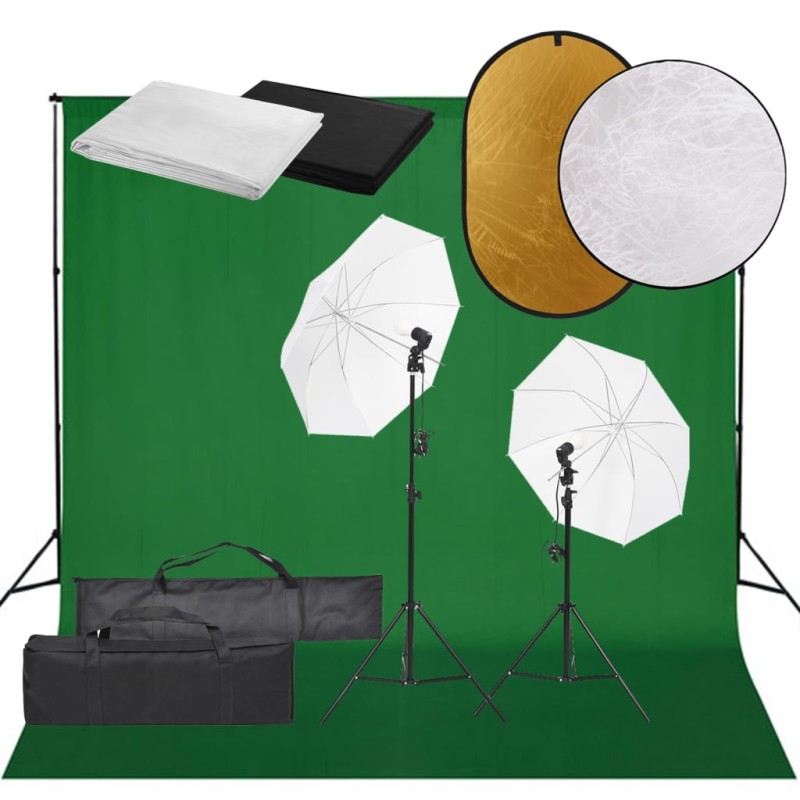 vidaXL Fotostudio-Set mit Beleuchtung, Hintergrund und Reflektor vidaXL Fotostudio-Set mit Beleuchtung, Hintergrund und Reflektor