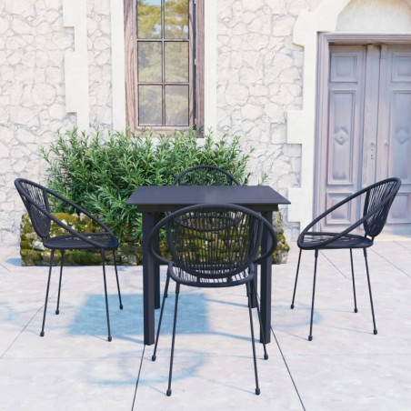 vidaXL 5-tlg. Garten-Essgruppe PVC Rattan Schwarz