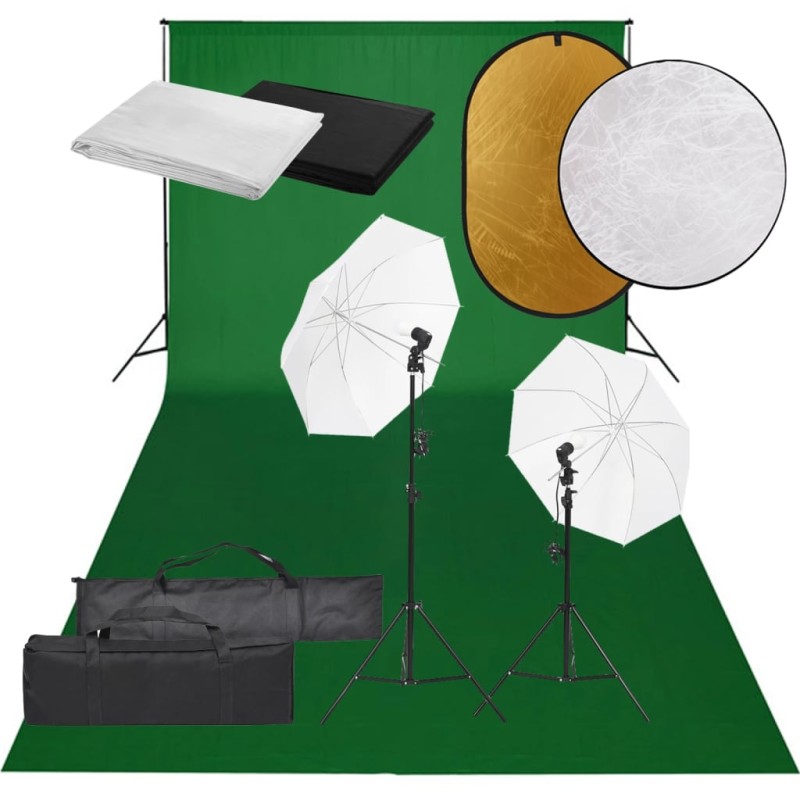 vidaXL Fotostudio-Set mit Beleuchtung, Hintergrund und Reflektor vidaXL Fotostudio-Set mit Beleuchtung, Hintergrund und Reflektor