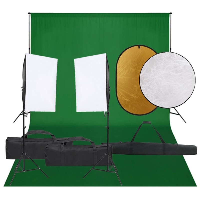 vidaXL Fotostudio-Set mit Beleuchtung, Hintergrund und Reflektor vidaXL Fotostudio-Set mit Beleuchtung, Hintergrund und Reflektor