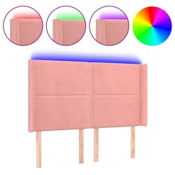 vidaXL LED Kopfteil Rosa 147x16x118/128 cm Samt