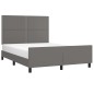 vidaXL Bettgestell mit Kopfteil Grau 140x200 cm Kunstleder vidaXL Bettgestell mit Kopfteil Grau 140x200 cm Kunstleder