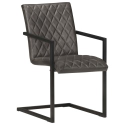 Freischwinger 6 Stk. Grau Echtleder