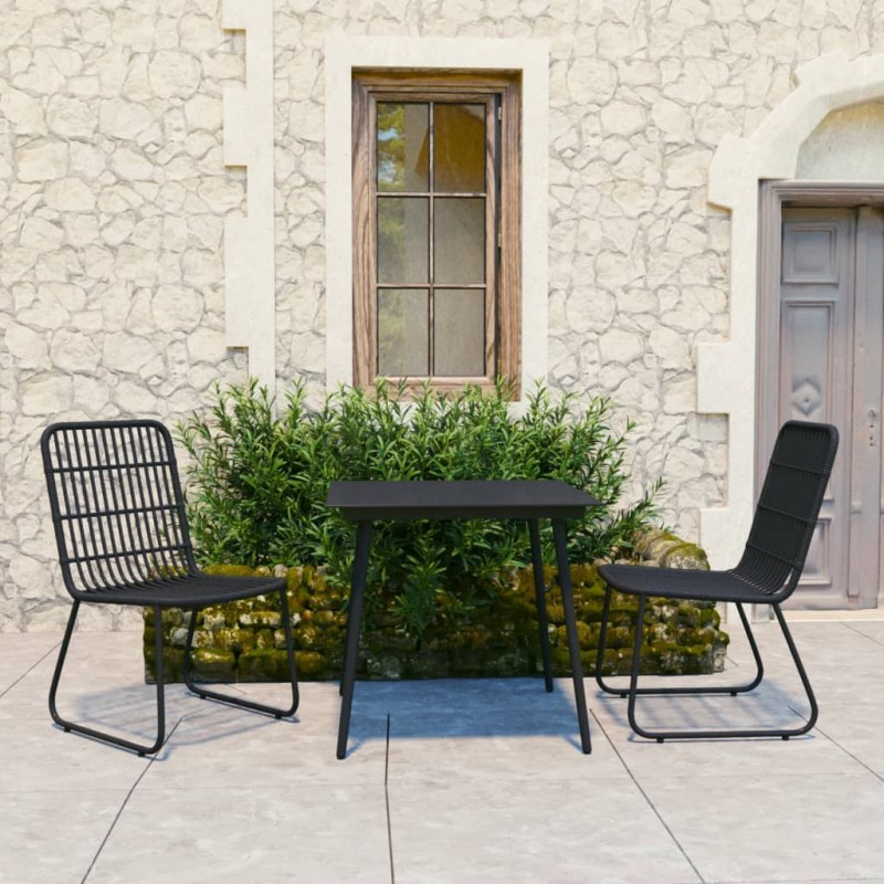 3-tlg. Garten-Essgruppe Poly Rattan und Glas 3-tlg. Garten-Essgruppe Poly Rattan und Glas