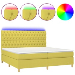 vidaXL Boxspringbett mit Matratze & LED Grün 200x200 cm Stoff