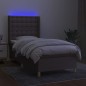 vidaXL Boxspringbett mit Matratze & LED Taupe 90x190 cm Stoff vidaXL Boxspringbett mit Matratze & LED Taupe 90x190 cm Stoff