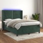 vidaXL Boxspringbett mit Matratze & LED Dunkelgrün 140x190 cm Samt vidaXL Boxspringbett mit Matratze & LED Dunkelgrün 140x190 cm Samt