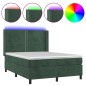 vidaXL Boxspringbett mit Matratze & LED Dunkelgrün 140x190 cm Samt vidaXL Boxspringbett mit Matratze & LED Dunkelgrün 140x190 cm Samt