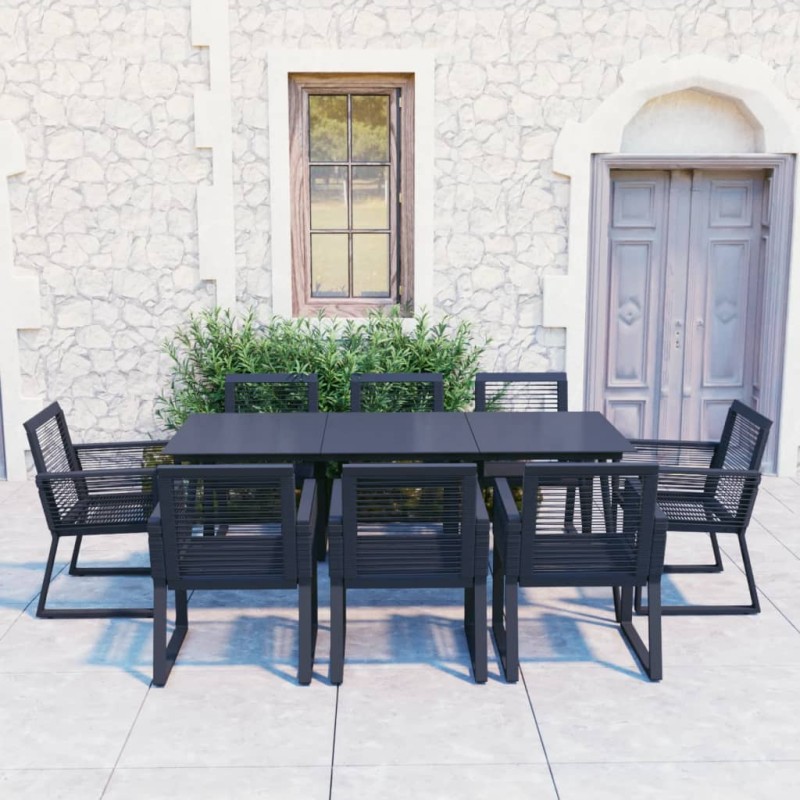 vidaXL 9-tlg. Garten-Essgruppe PVC Rattan Schwarz vidaXL 9-tlg. Garten-Essgruppe PVC Rattan Schwarz