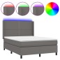 vidaXL Boxspringbett mit Matratze & LED Grau 140x200 cm Kunstleder vidaXL Boxspringbett mit Matratze & LED Grau 140x200 cm Kunstleder