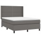 vidaXL Boxspringbett mit Matratze & LED Grau 140x200 cm Kunstleder vidaXL Boxspringbett mit Matratze & LED Grau 140x200 cm Kunstleder