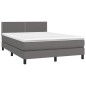 vidaXL Boxspringbett mit Matratze Grau 140x190 cm Kunstleder vidaXL Boxspringbett mit Matratze Grau 140x190 cm Kunstleder