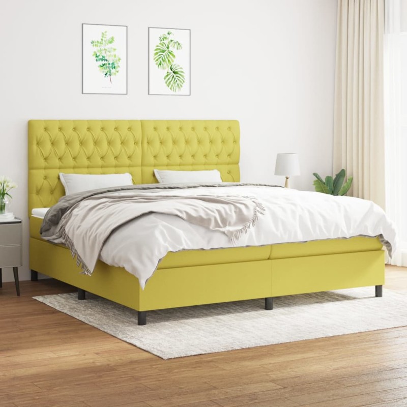 vidaXL Boxspringbett mit Matratze Grün 200x200 cm Stoff vidaXL Boxspringbett mit Matratze Grün 200x200 cm Stoff
