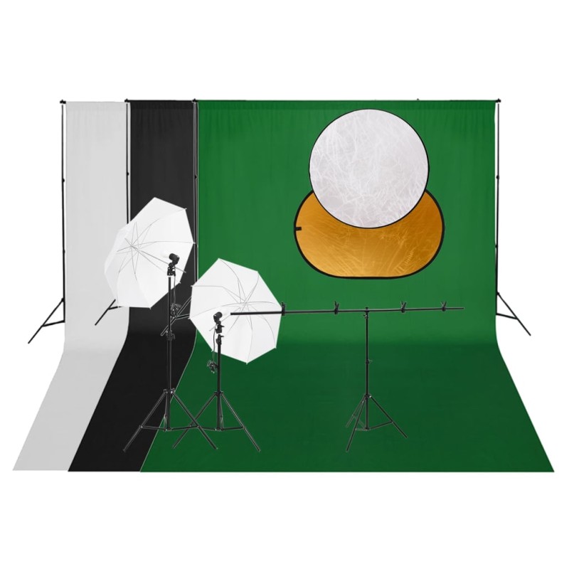 vidaXL Fotostudio-Set mit Leuchten, Hintergrund und Reflektor vidaXL Fotostudio-Set mit Leuchten, Hintergrund und Reflektor