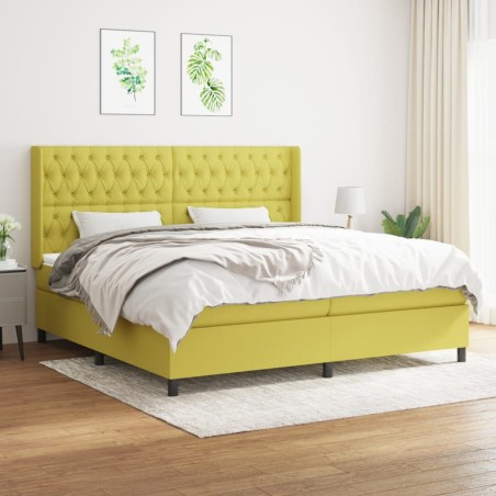vidaXL Boxspringbett mit Matratze Grün 200x200 cm Stoff