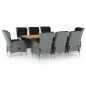 vidaXL 9-tlg. Garten-Essgruppe mit Auflagen Poly Rattan Hellgrau vidaXL 9-tlg. Garten-Essgruppe mit Auflagen Poly Rattan Hellgrau