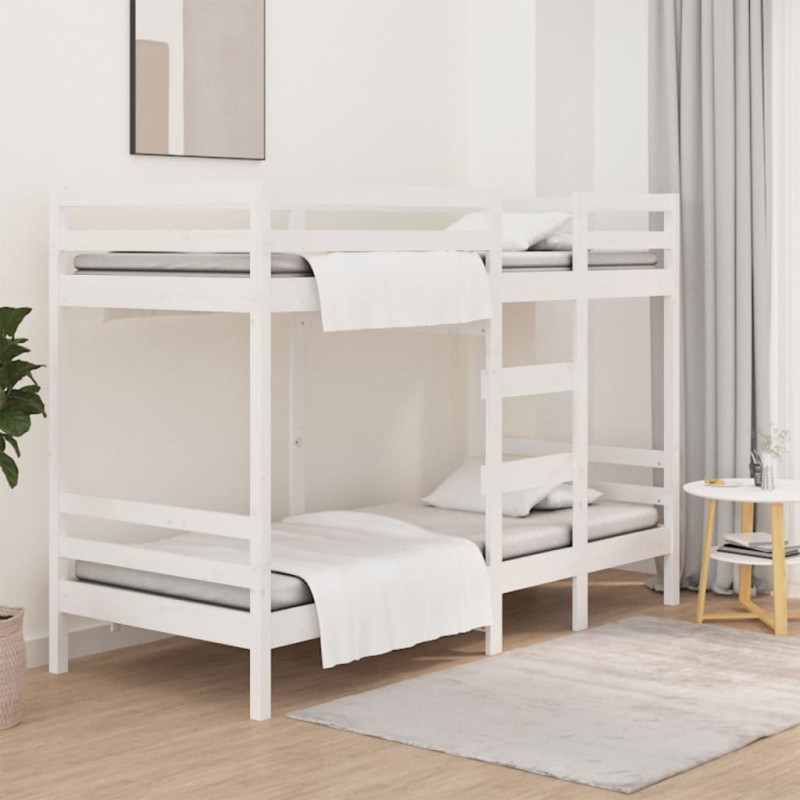 vidaXL Etagenbett Weiß 75x190 cm Massivholz Kiefer vidaXL Etagenbett Weiß 75x190 cm Massivholz Kiefer