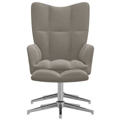 vidaXL Relaxsessel mit Hocker Hellgrau Samt