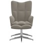 vidaXL Relaxsessel mit Hocker Hellgrau Samt vidaXL Relaxsessel mit Hocker Hellgrau Samt