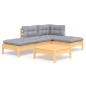 vidaXL 5-tlg. Garten-Lounge-Set mit Grauen Kissen Kiefernholz vidaXL 5-tlg. Garten-Lounge-Set mit Grauen Kissen Kiefernholz