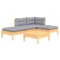 vidaXL 5-tlg. Garten-Lounge-Set mit Grauen Kissen Kiefernholz vidaXL 5-tlg. Garten-Lounge-Set mit Grauen Kissen Kiefernholz