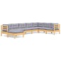 vidaXL 8-tlg. Garten-Lounge-Set mit Grauen Kissen Kiefer Massivholz vidaXL 8-tlg. Garten-Lounge-Set mit Grauen Kissen Kiefer Massivholz